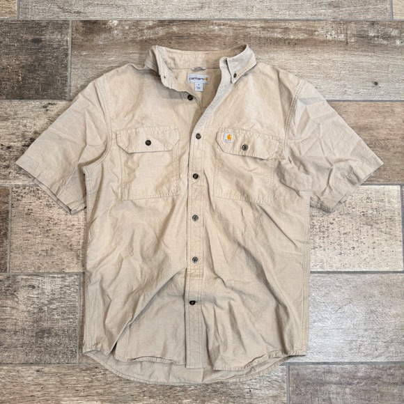 Carhartt Other - Carhartt Mens Tan Short Sleeve Button Down Work Shirt Size Medium Gorpcore Vibe